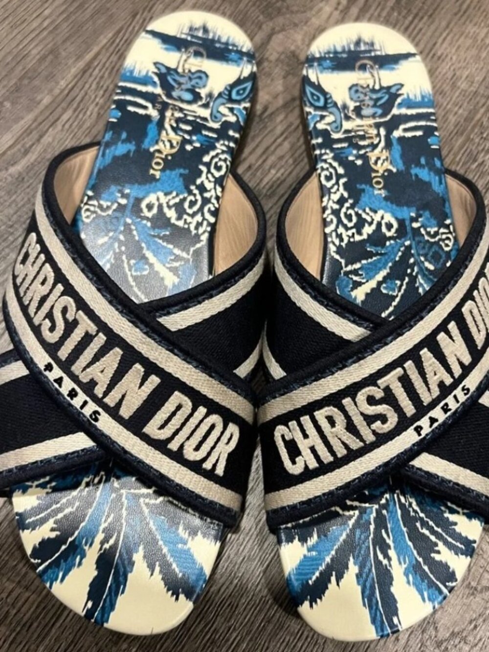 Christian Dior Palms Blue Sandals, size 40